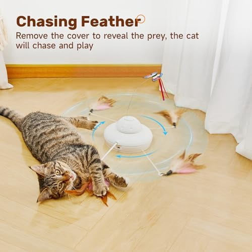 Cat Toys Chargeable, 3in1 Hide and Seek for Kittens, Interactive Automatic Play, Fluttering Butterfly, Moving Wand Feather, Indoor Kitty Exercise 22.8 Inch Cover for All Breeds