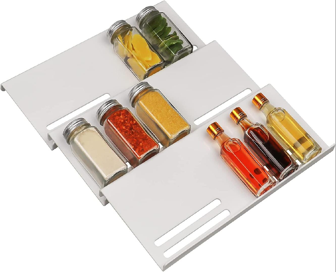 Spice Drawer Organizer, Spice Rack for Drawer, White Drawer Spice Rack