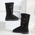 thumbnail image 6 of Women Snow Boots Winter Mid-calf Boots Warm Cotton Shoes Cold Fashion Solid Color Button Ladies Brown Long Boots Plus Size 42 (Brown,38), 6 of 9