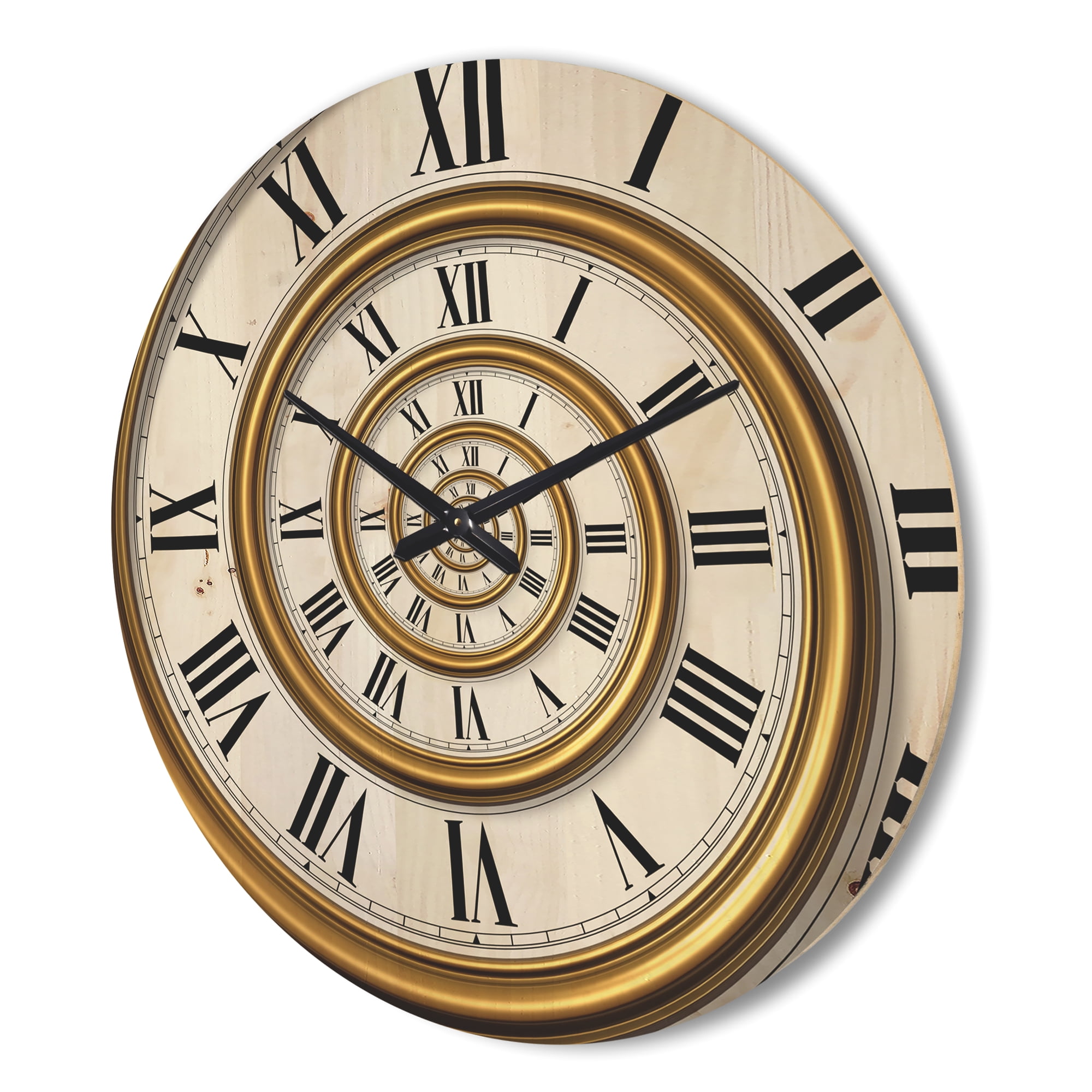 Designart 'Antique Style Time Spiral II' Modern Wood Wall Clock