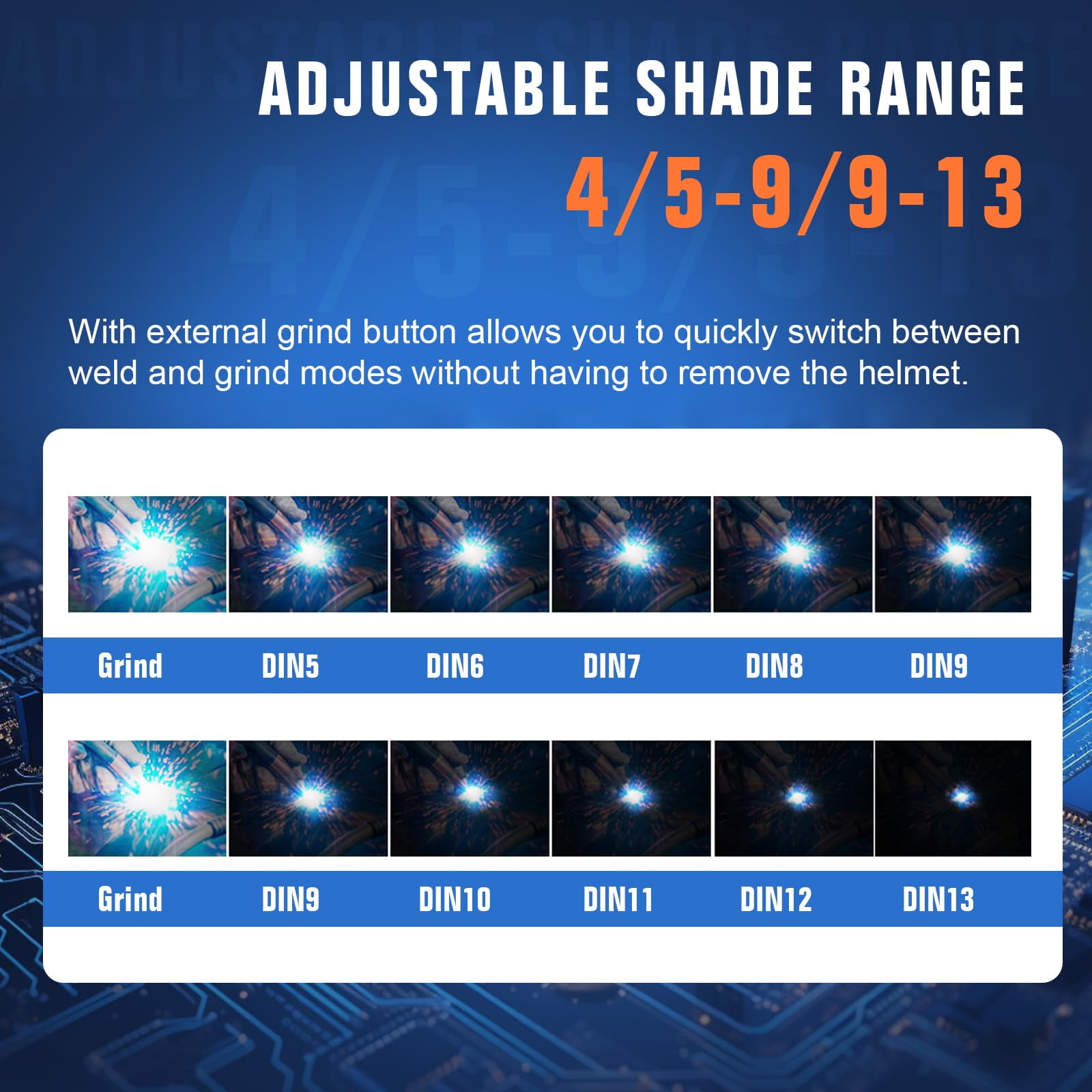Auto Darkening Welding Lens - Welding Helmet Lens True Color Technology with 4 Arc Sensor Ajustable Shade Range 4/5-13 Automatic LCD Lens Dimming Shade Filter 4.49x5.24in Auto Welding Lens