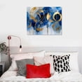 thumbnail image 5 of ARISTURING Abstract Canvas Wall Art, Blue Art Painting, Large Wall Decoration, Blue And Gold Abstract Canvas Art, Modern Art For Living Room Bedroom, Graffiti On White Background Black Framed, 5 of 6