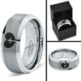 thumbnail image 4 of Tungsten Religious Cross Heart Love Band Ring 8mm Men Women Comfort Fit Gray Step Bevel Edge Brushed Polished, 4 of 4