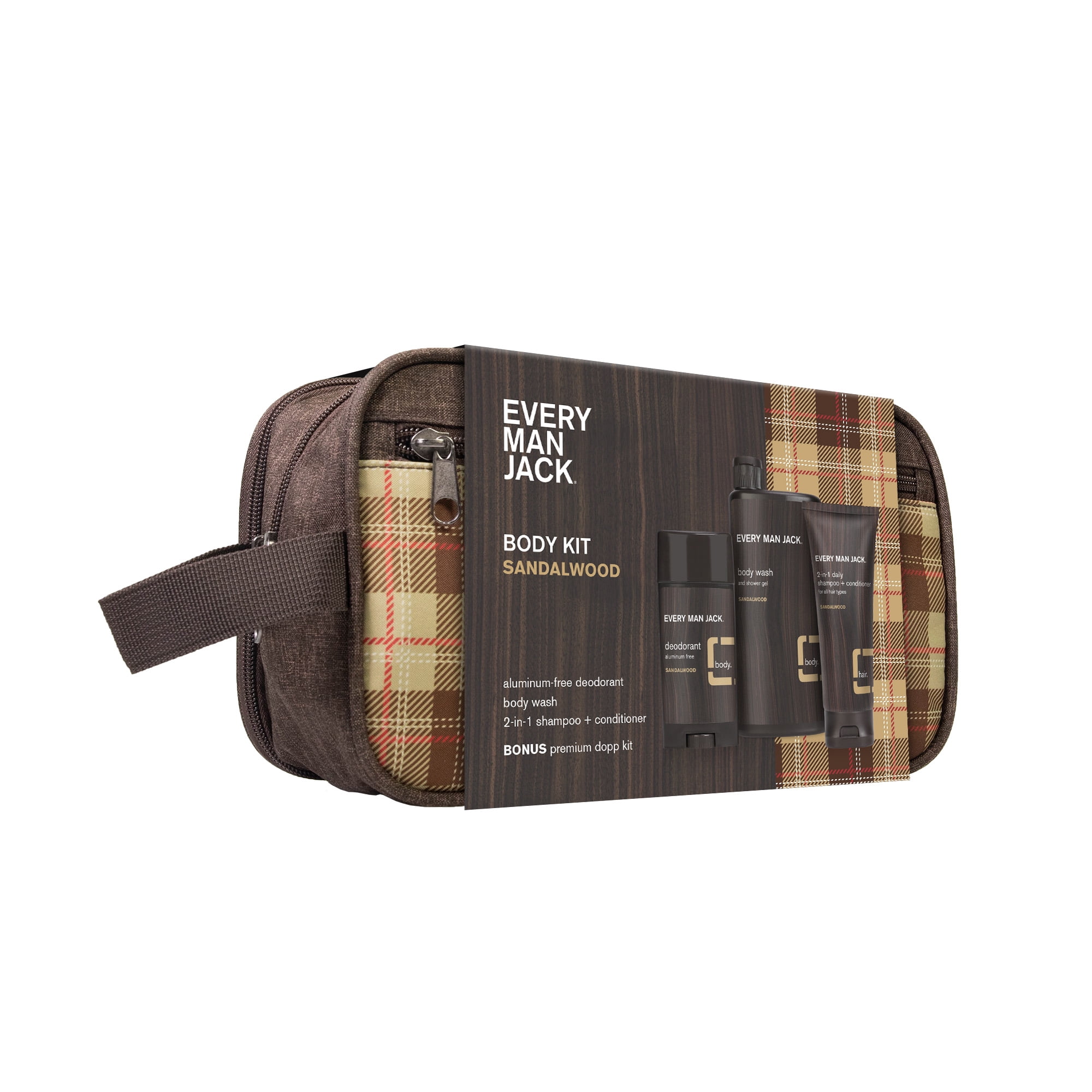 Every Man Jack Sandalwood Gift Set for Men (Body Wash, 2in1