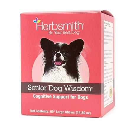 UPC: 0617395629435 | Herbsmith Senior Dog Wisdom – Dog Dementia Supplement – DHA for Senior Dog Brain Health – Senior Supplement for Dogs- 60ct Large Chews