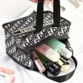 thumbnail image 4 of Bolsa de maquillaje portátil para mujer, bolsa de almacenamiento de cosméticos de gran capacidad con entramado de mil pájaros, 4 of 5