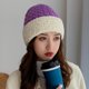 thumbnail image 3 of Gorro de punto al aire libre, sombreros térmicos holgados suaves para mujer, resistente , resistente al frío, elegante, de protección - Púrpura Macarena Sombrero de punto de mujer, 3 of 7