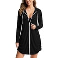 thumbnail image 2 of ClodeEU Women's Zip Long Sleeve Hooded UV Protection Long Jacket ,Casual Solid Color Coat with Pockets Black,Women's Plus L, 2 of 6