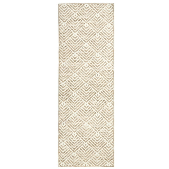TOWN & COUNTRY EVERYDAY Walker Modern Stripe Everwash® Washable Multi-Use Decorative Rug with Non-Slip Backing, Beige, 24"x72"