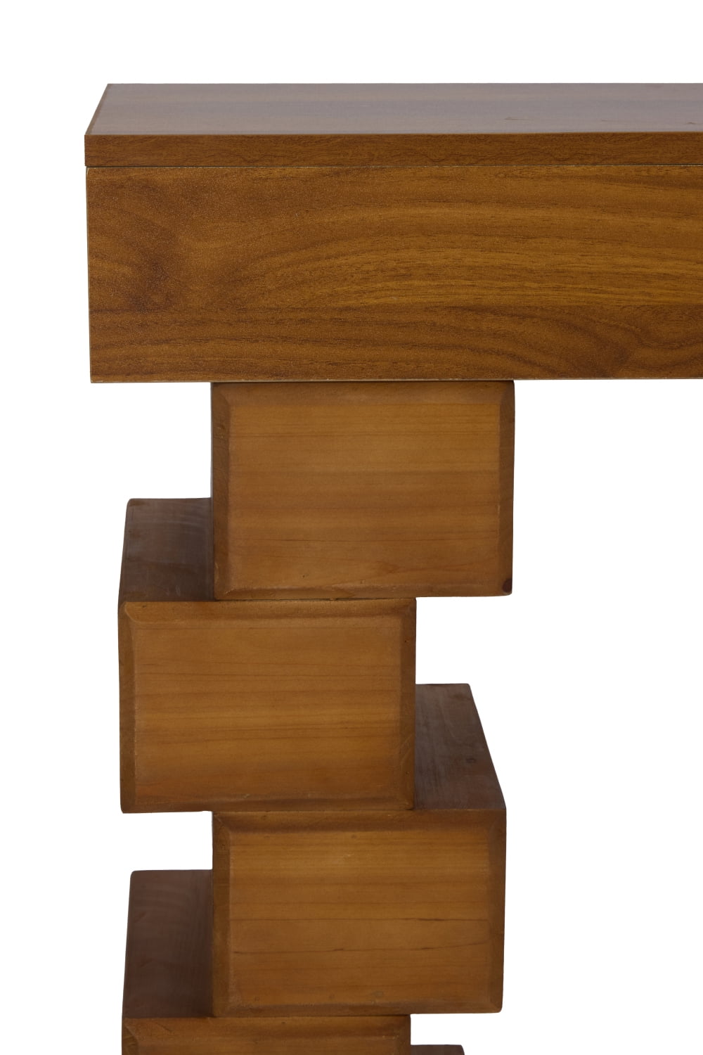 Lisonu 47" Geometric Console Table, Modern Wood Block Sofa Table for Entryway Living Room, Artistic Hallway Accent Furniture, Warm Natural Brown Finish