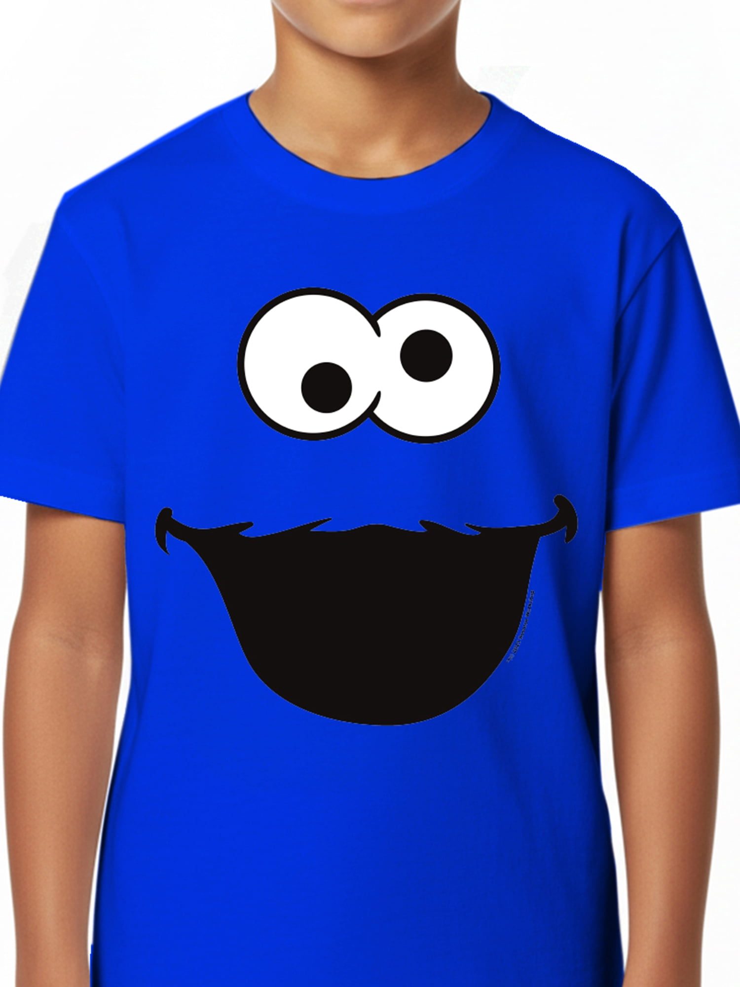 Sesame Street Boys Short Sleeve Cookie Monster Face Graphic Costume T-Shirt, Sizes 4-18