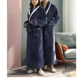 thumbnail image 5 of FNFFH Men Full Lenght Flannel Robe Soft Plush Maxi Bathrobe Cozy Shawl Collar Robes Warm Housecoat Loungewear with Pockets, 5 of 8