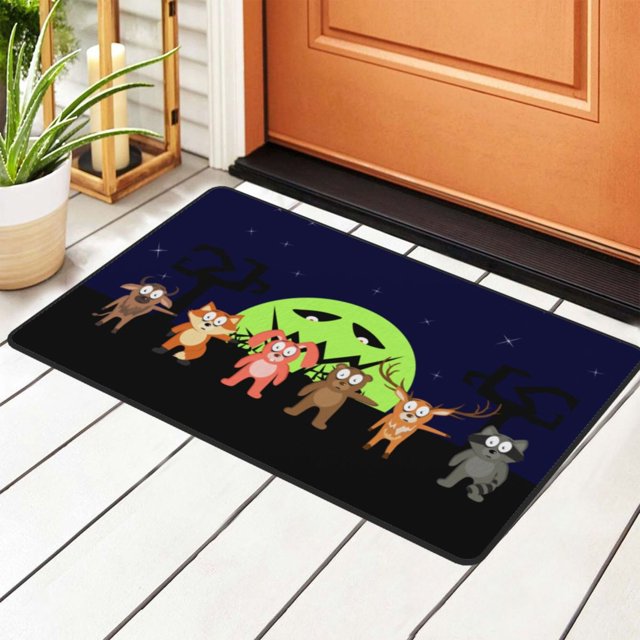 Horror Night Moon Animals Rugs Doormat, Non-Slip Machine Washable Carpets Floor Door Mat , 36" x 24"