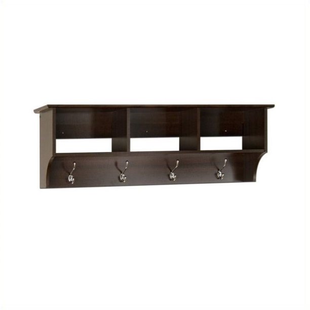 Hawthorne Collections Entryway Wall Cubby Shelf Coat Rack In Espresso Walmart Com Walmart Com