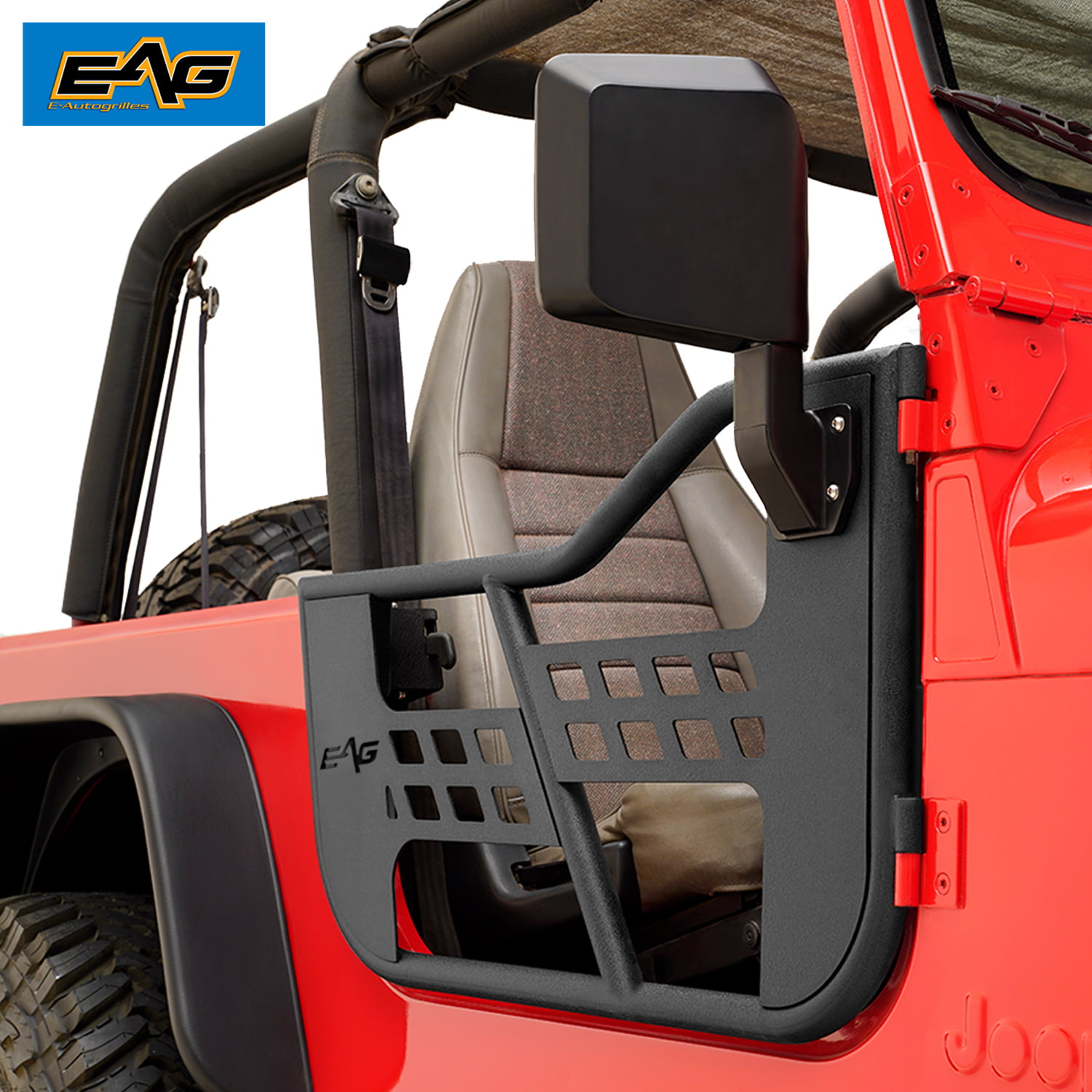 EAG Rock Crawler Safari Tubular Door with Side Mirror - fits 81-96 Jeep  Wrangler CJ7/YJ Wrangler 