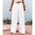 thumbnail image 6 of Women'S Pants Casual Button Up High Waisted Wide Leg Trousers White XL, 6 of 7
