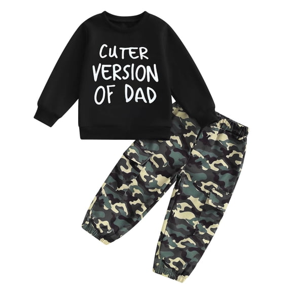 Toddler Kids Baby Boy Fall Outfits Letter Print Long Sleeve Sweatshirts Camouflage Pants Winter Clothes Sets 12 18 Months 2T 3T 4T 5T 6T