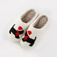 thumbnail image 2 of Winter House Slippers for Women Men Funny Floral Animal Print Fuzzy Warm Home Shoes Casual Indoor Slip on Slides Red 7.5, 2 of 4