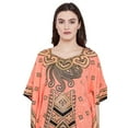 thumbnail image 5 of Peach Short Caftans for Women Paisley Plus Size Short Kaftan Tunics Dress for Women's Plus Size Kaftan Knee Length Free Size Women Dress Online, 5 of 5