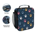 thumbnail image 2 of Insulated Square Lunch Bag with Side Mesh Pocket Fashion Lunch Box Reusable Lunch Tote 10.5" x9.5" x3.5" Cartoon Cat Paw Pattern, 2 of 6