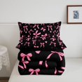 thumbnail image 5 of Manfei Fashion Bow Ribbon King Size Comforter Sets,Pink Loves Pattern Comforters King Size,Black Reversible,3-Piece,1 Comforter and 2 Pillowcases, 5 of 7