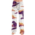 thumbnail image 2 of IYYVV Halloween Pajamas Women Pumpkin Ghost Printed Stretchy Soft Lightweight Spooky Orange Pj Pants Halloween Bottom Purple M, 2 of 5