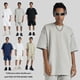 thumbnail image 5 of Camiseta de manga corta de verano de 310 g de peso pesado para hombre, color tierra, con hombros caídos, manga media, moda, ropa para hombre, 5 of 6