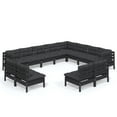 thumbnail image 6 of vidaXL 12 Piece Patio Lounge Set with Cushions Black Solid Pinewood, 6 of 17