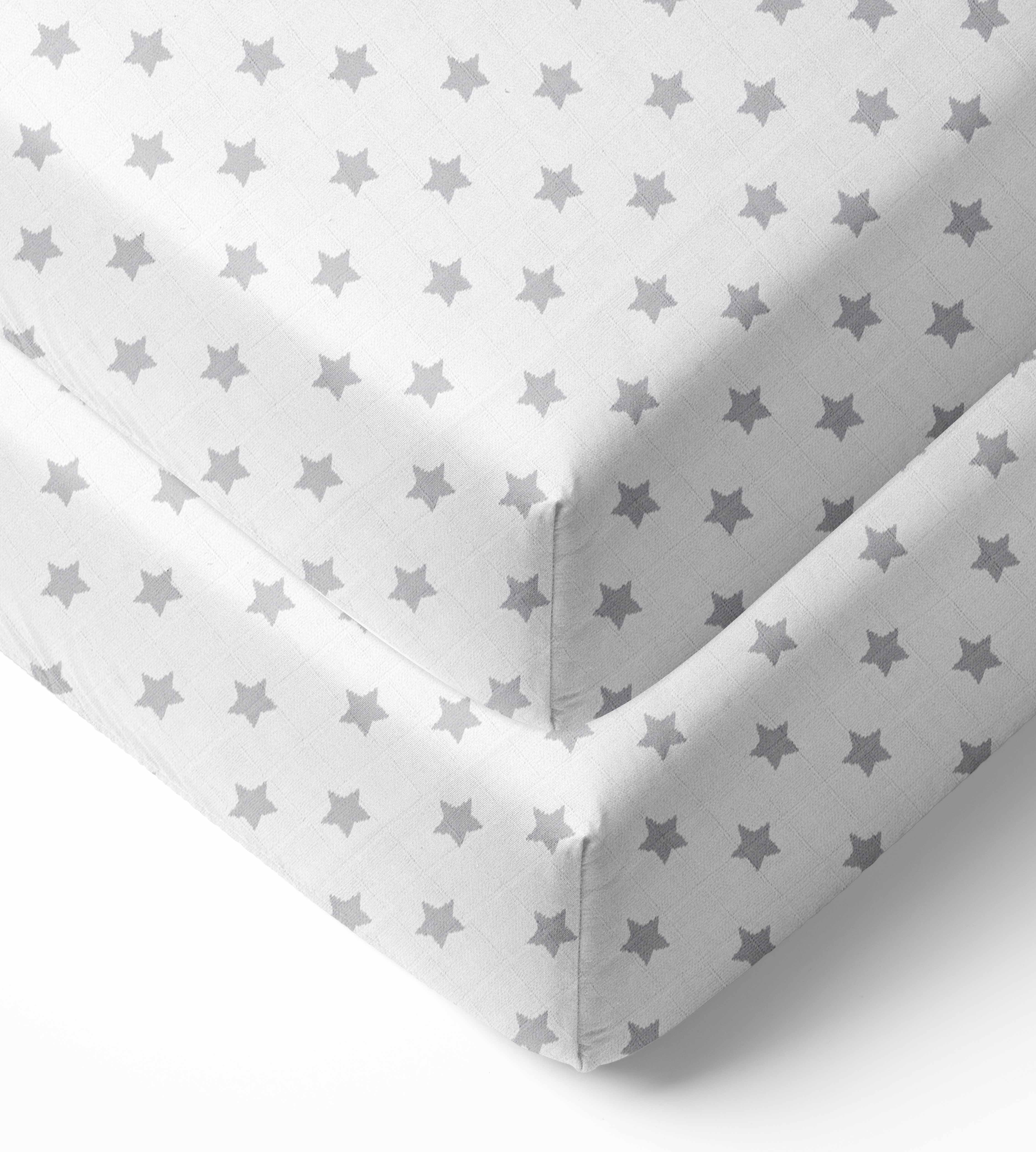 Bacati Stars Ikat Crib/Toddler Bed Fitted Sheets 100 Cotton Muslin 2
