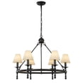 thumbnail image 2 of Vintage Black Chandelier 6-Light Classic Pendant Fixture Elegant Interior Lighting With White Shades For Dining Room Living Room, 2 of 8
