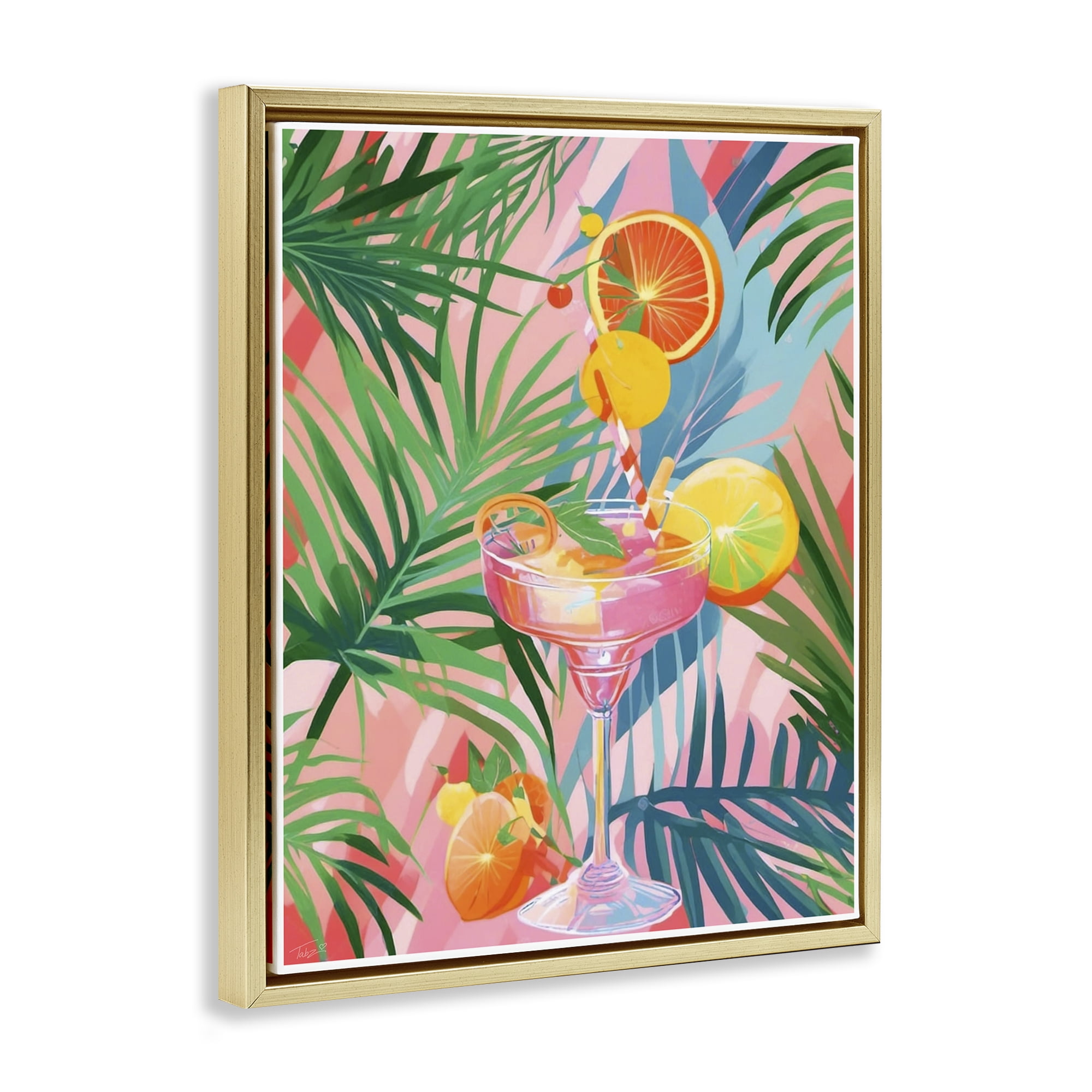 Stupell Industries Jungle Citrus Cocktail Gold Framed Floater Canvas Wall Art, design by Tabz Jones