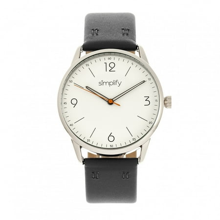 6300 Leather - Simplify The 6300 Leather-Band Watch - Black/White