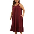 thumbnail image 2 of DARING DIVA Women's Plus Size Sleeveless Nightgown with Pockets 1X Wine Red, 2 of 6