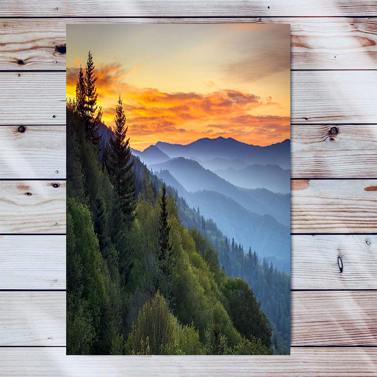 Scenic Sunrise Landscape Canvas Wall Art For Living Room Modern Artwork  Great Smoky Mountains National Park Modern Artwork Framed Ready To Hang For Bedroom  Living Room Home Office Decor 16x24 Inch