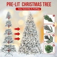 thumbnail image 2 of 7ft Prelit Flocked Christmas Tree, Frosted Artificial Christmas Tree with 500UL Lights, Pine Cones & 1124 Tips, Auto Hinged Easy Setup Full Prelighted Fake Christmas Tree, 2 of 8