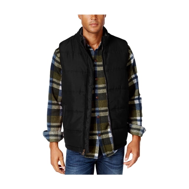 Chaleco acolchado vintage sólido resistente a la intemperie para hombre, negro, extragrande