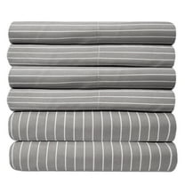 Sweet Home Collection 1500 Series Egyptian Quality Pinstripe 6 Piece Sheet Set Full, Gray