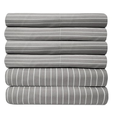 Sweet Home Collection 1500 Series Egyptian Quality Pinstripe 6 Piece Sheet Set Full, Gray