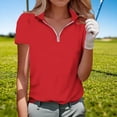 thumbnail image 5 of hotojiny Women's Quarter Zip Sweatshirt Lapel Short Sleeve Solid Pullover Lightweight Loose Fit Workout Summer Tops, 5 of 5