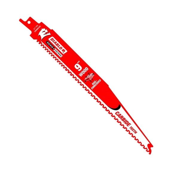 Diablo Demo Demon Carbide Teeth Reciprocating Saw Blades for Nail-Embedded Wood - Carbide Tooth Design - 9" Length, 5/7 TPI, 3-Pack - DS0906CWS3