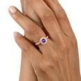 thumbnail image 5 of Gem Stone King 18K Rose Gold Plated Silver Ring Round Purple Amethyst and Moissanite (1.32 Cttw, Size 7), 5 of 5