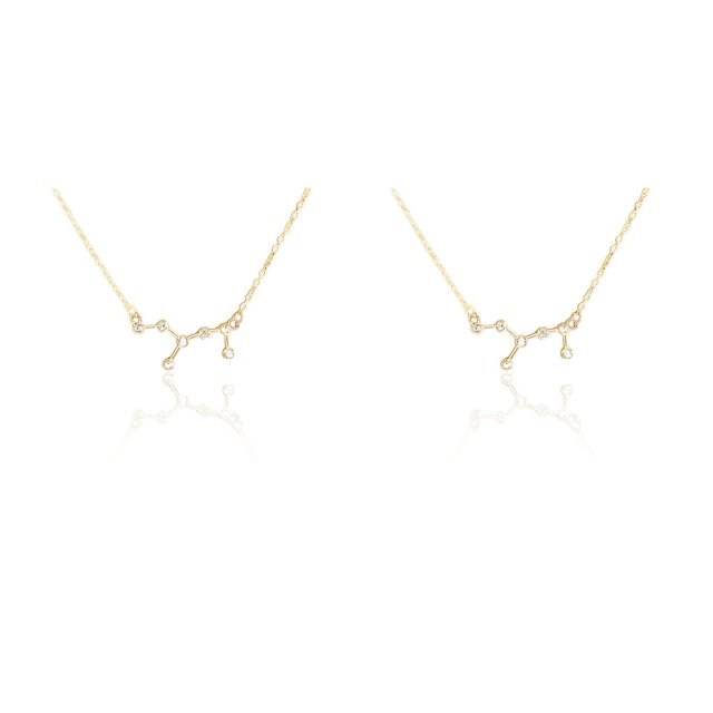 Sonducket Collar del zodiaco con tema de constelaciones Ins, diamantes de imitación exquisitos con tarjeta de exhibición, colgante de cadena de joyería, Virgo oro 2piezas Sonducket CBP222158