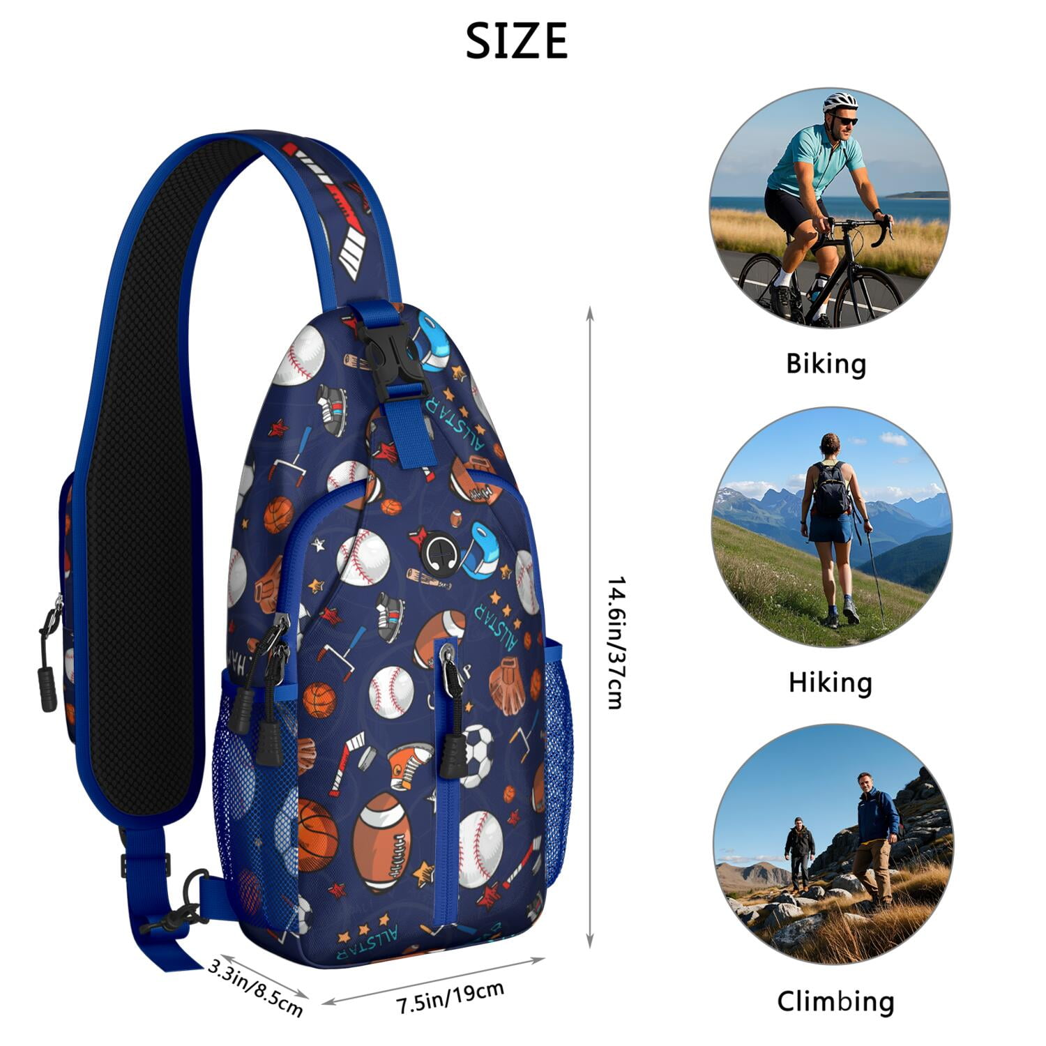 Outer Space Theme Sling Backpack with Galaxy Print – Lightweight Travel and Hiking Bag Featuring Water-Resistant Fabric, Ergonomic Fit, Quick-Access Pockets, Reversible Strap, Ideal for Sci-fi Lovers