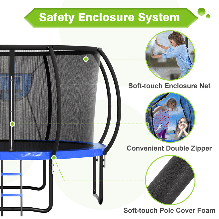 GVDV 16' Outdoor Recreational Trampoline, Backyard Pumpkin