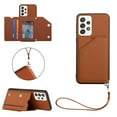 thumbnail image 1 of Elehold Lanyard Wallet Case for Samsung Galaxy A53 5G 6.2 Inch Max Premium vegan leather with Wrist Strap,Shockproof Magnetic Buckle Flip Kickstand Credit Card Slots Anti-Scratch Protective Case,Brown, 1 of 6