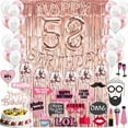thumbnail image 4 of 58th Birthday Decoration Rose Gold, 58 Party Supplies Decoration, 58th Sash, 58 Cake Topper, 58th Photo Props, Confetti Balloons, Curtain, 4 of 4