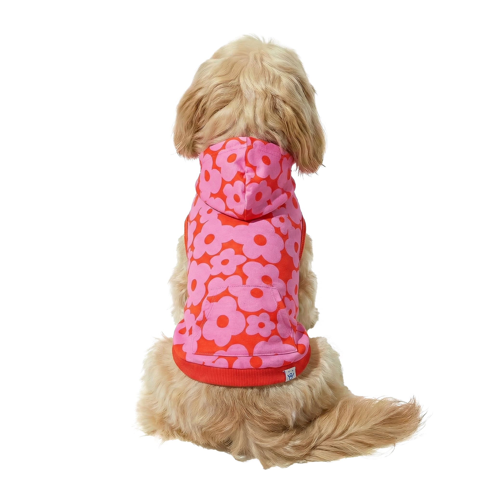 Oodles Pink Tropical Blooming Floral Spring Dog Hoodie, Small