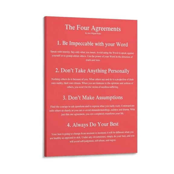 Four Agreements Poster Home Decor Poster Wall Art Hanging Picture Print Bedroom Decorative Painting Posters Room Aesthetic 16x24inch(40x60cm)
