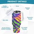 thumbnail image 2 of Yayeee 30oz Stainless Steel Tumbler with Straw and Handle Double-Wall Insulated Travel Water Bottle, Green Wavy Pattern, 2 of 8