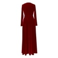 thumbnail image 4 of SRZYMJ Women Long V-Neck Velvet Stretchy Formal Evening Maxi Dresses, 4 of 5